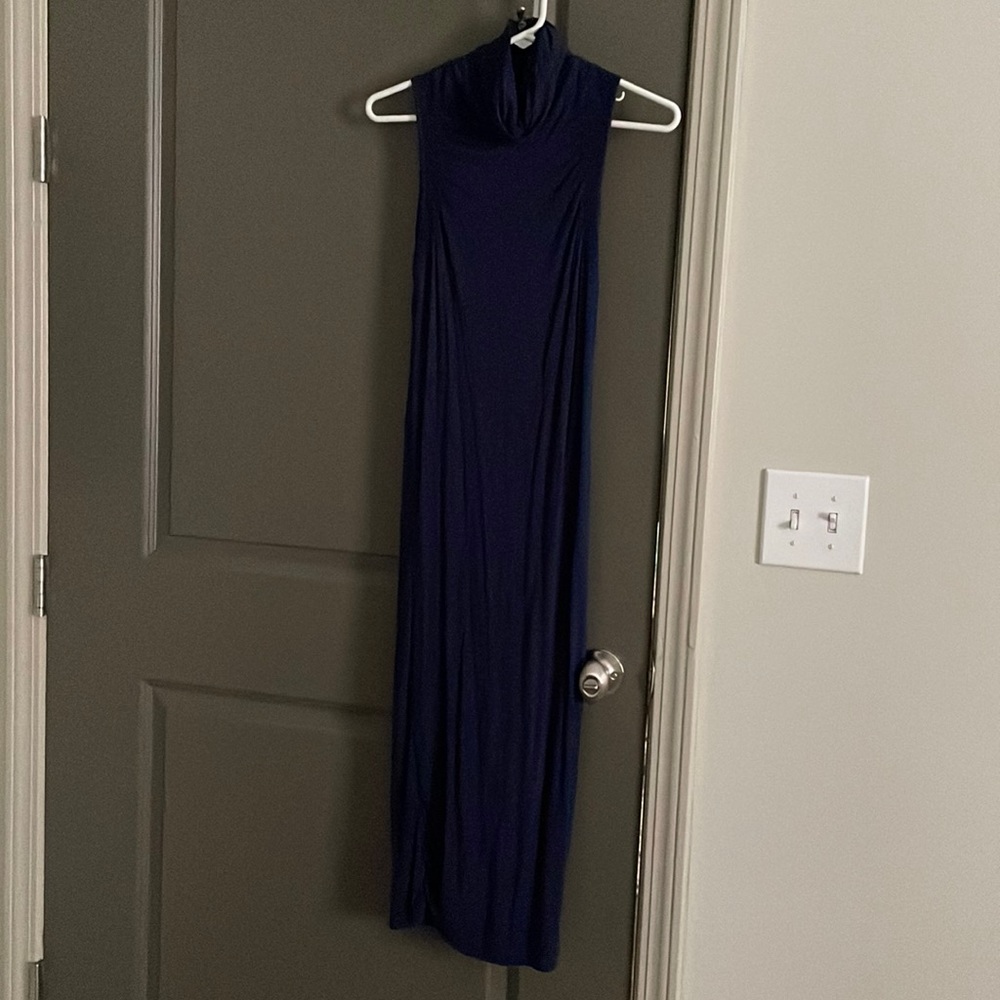 Women’s navy cowl neck dress